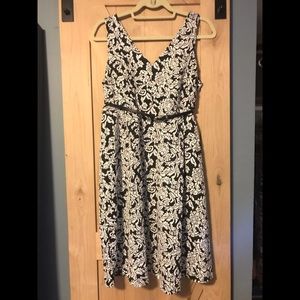 Motherhood Maternity belted A-line dress.